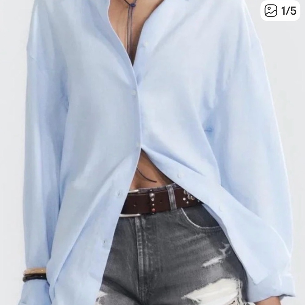 Zara Light Blue Button-Down Shirt. 100 % COTTON